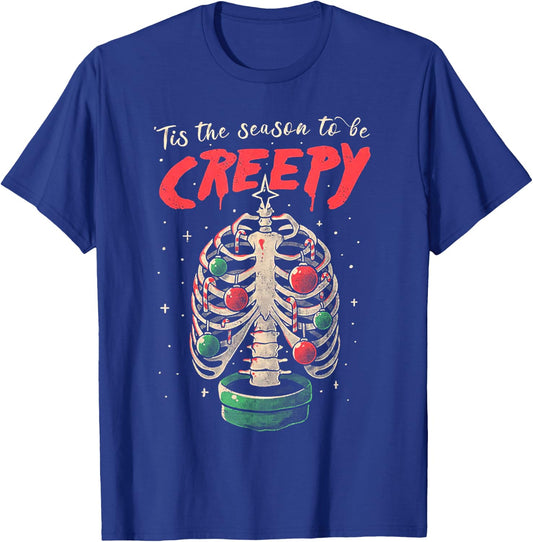 Tis The Season To Be Creepy Skeleton Tree Xmas T-Shirt - T-Shirt | Royal