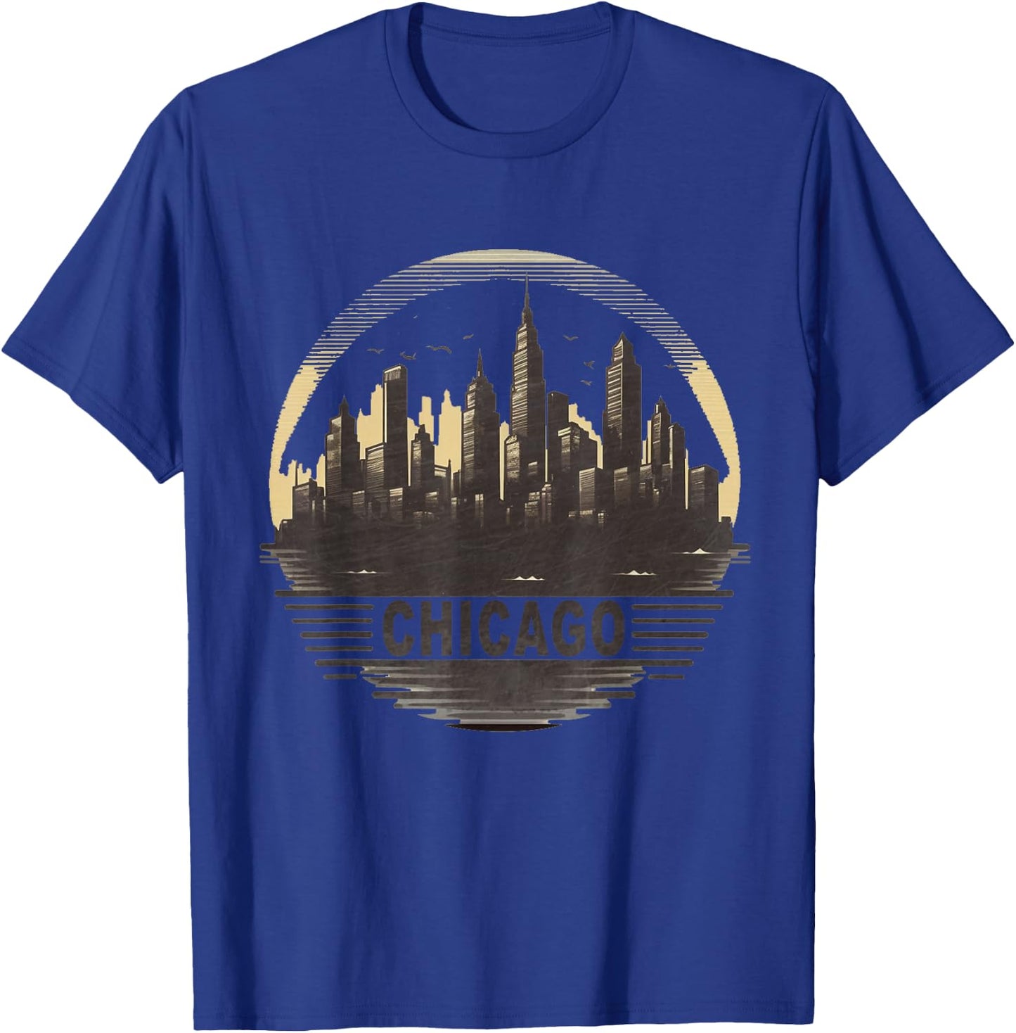 Retro style Chicago Illinois city skyline T-Shirt - T-Shirt | Royal