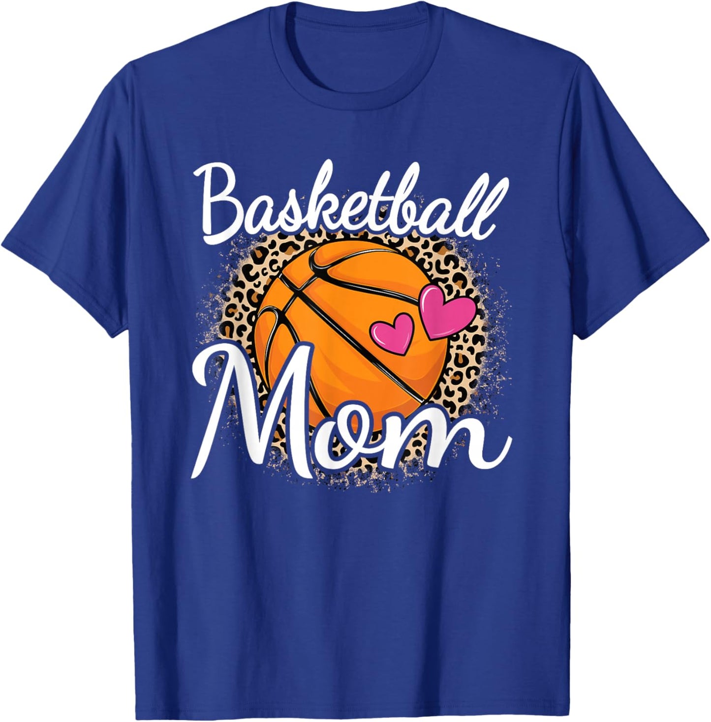 Basketball Mom Leopard Print Basketball Women Mama T-Shirt - T-Shirt | Royal