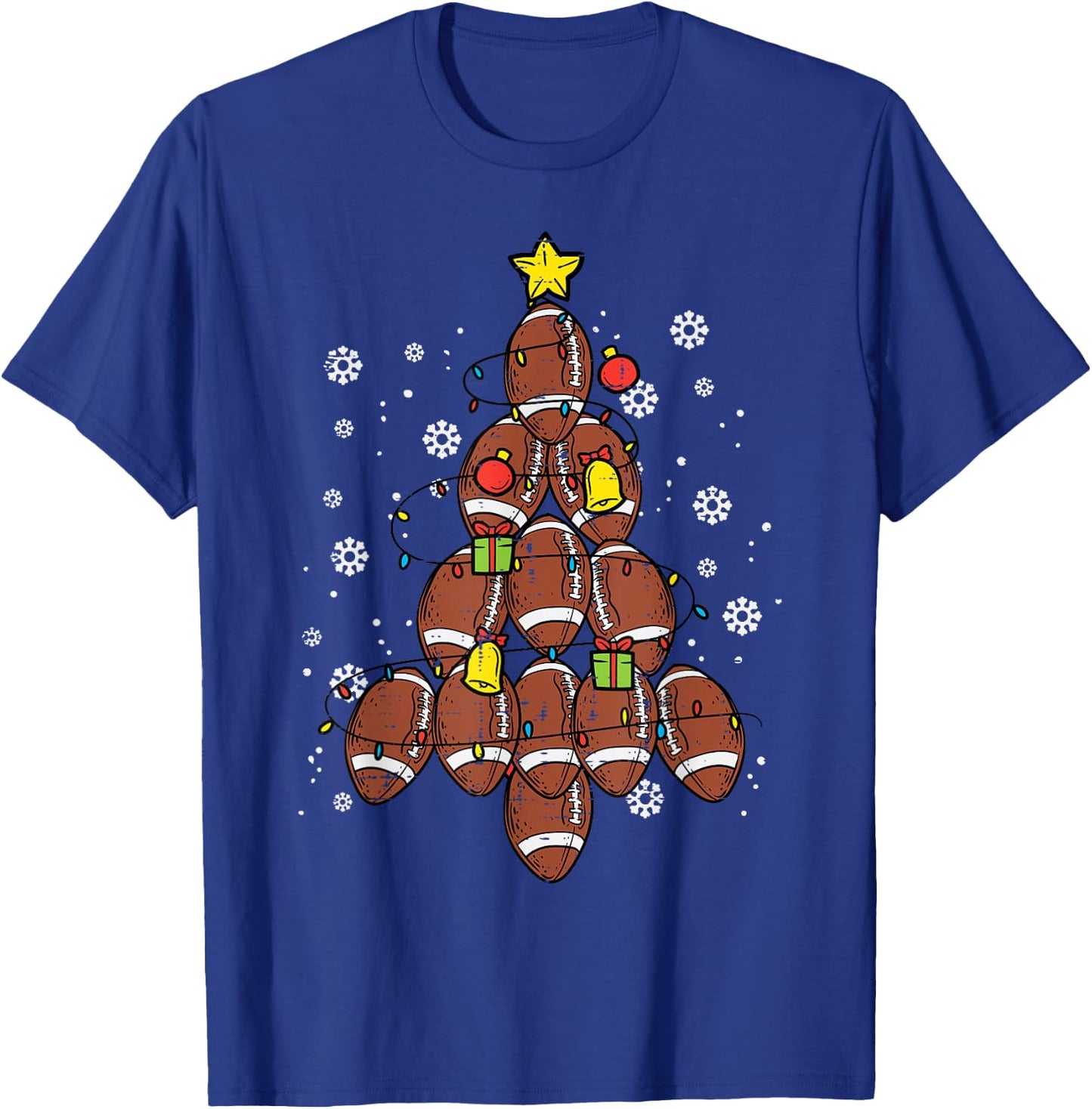 American Football Christmas Tree Xmas Sports Men Women Kids T-Shirt - T-Shirt | Royal
