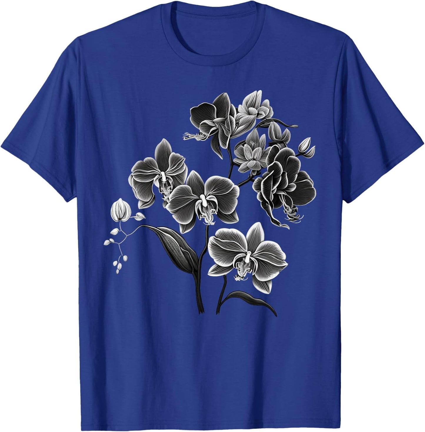 Simple Orchid Flower on black and white Orchid T-Shirt - T-Shirt | Royal