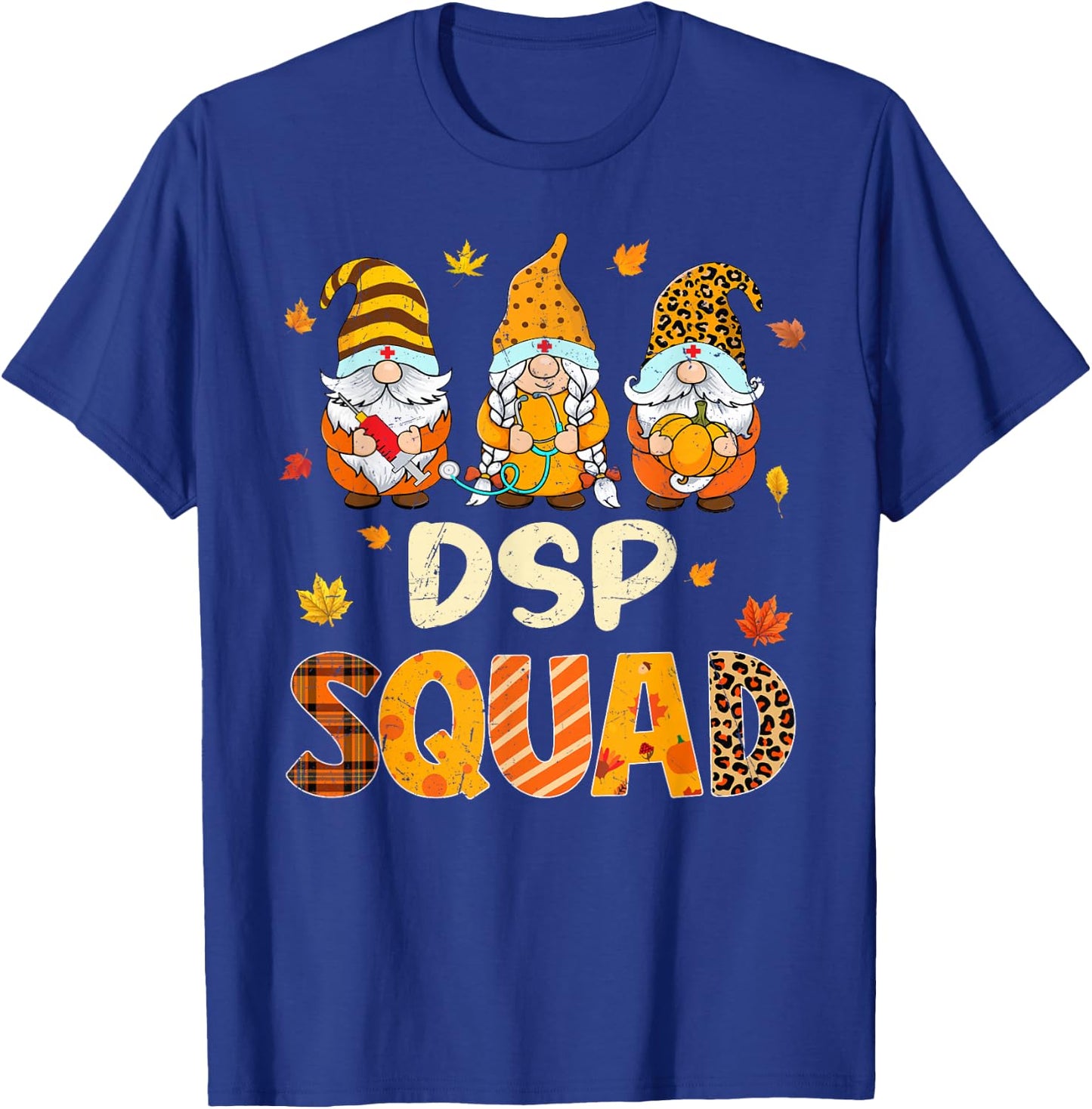DSP Squad Gnome Nurse Leopard Thanksgiving Fall Stethoscope T-Shirt - T-Shirt | Royal