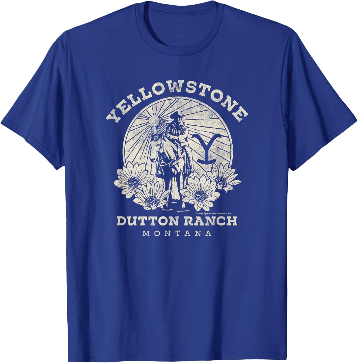 Yellowstone Dutton Ranch Solo Horseback Rider Logo V1 Short Sleeve T-Shirt - T-Shirt | Royal
