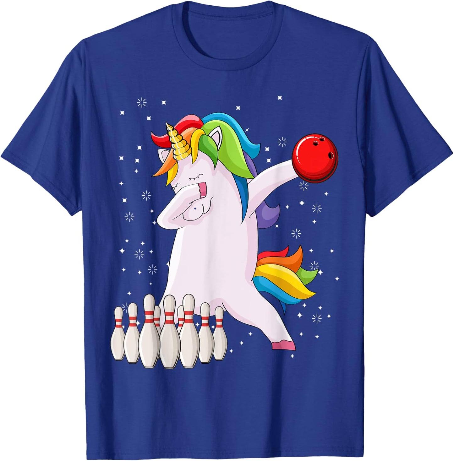 Dabbing Unicorn Bowling Ball Funny Bowling T-Shirt - T-Shirt | Royal