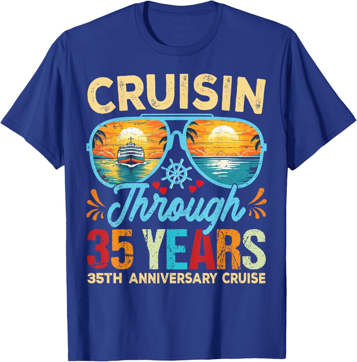 Cruisin Through 35 Years 35th Wedding Anniversary Cruise T-Shirt - T-Shirt | Royal