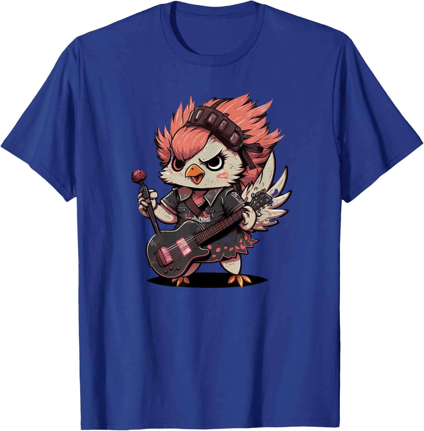 Chicken Cool Rock and roll Rocker Punk Guitar T-Shirt - T-Shirt | Royal