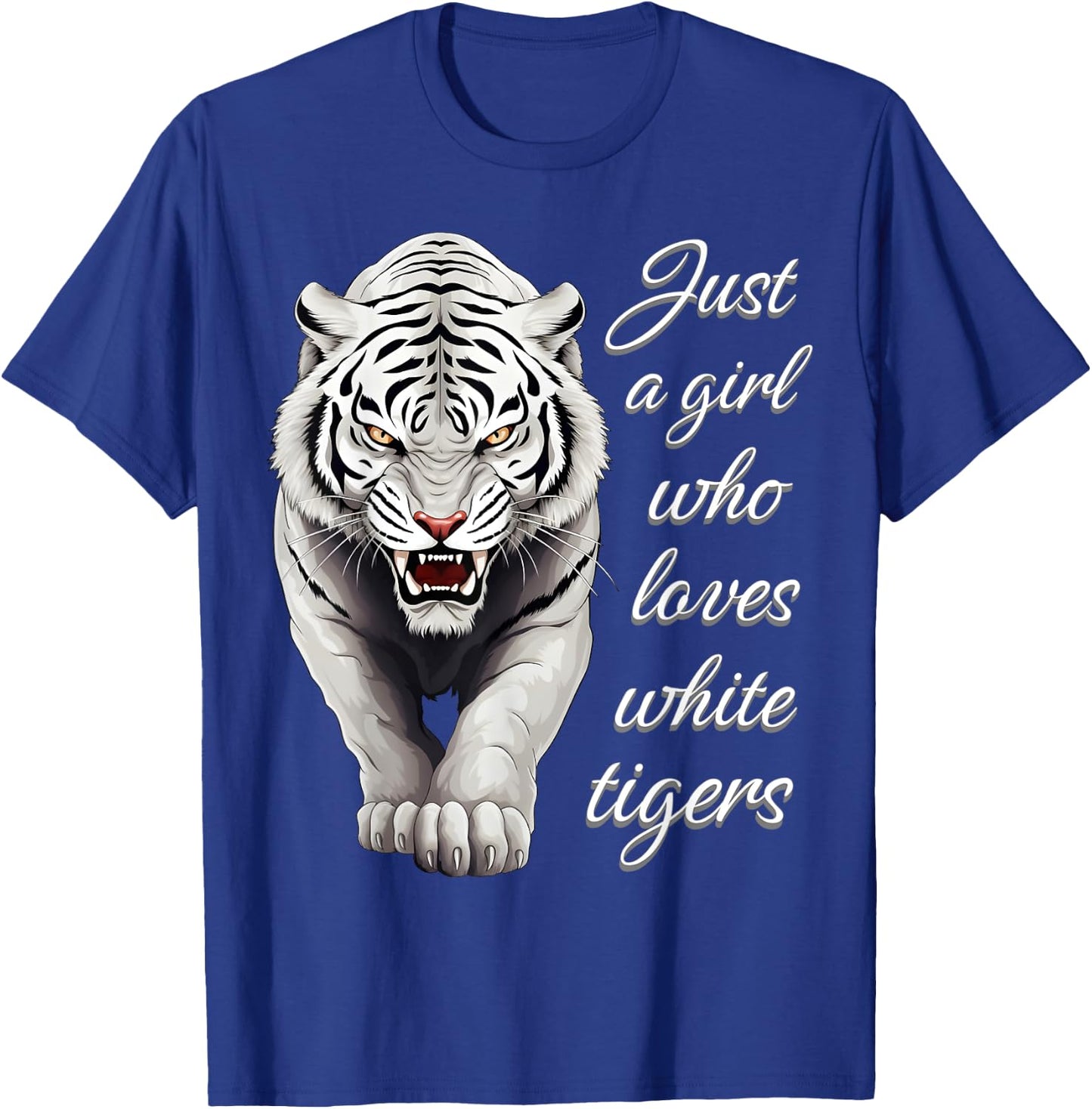Just A Girl Who Loves White Tigers - Wild Animal Lover Tiger T-Shirt - T-Shirt | Royal