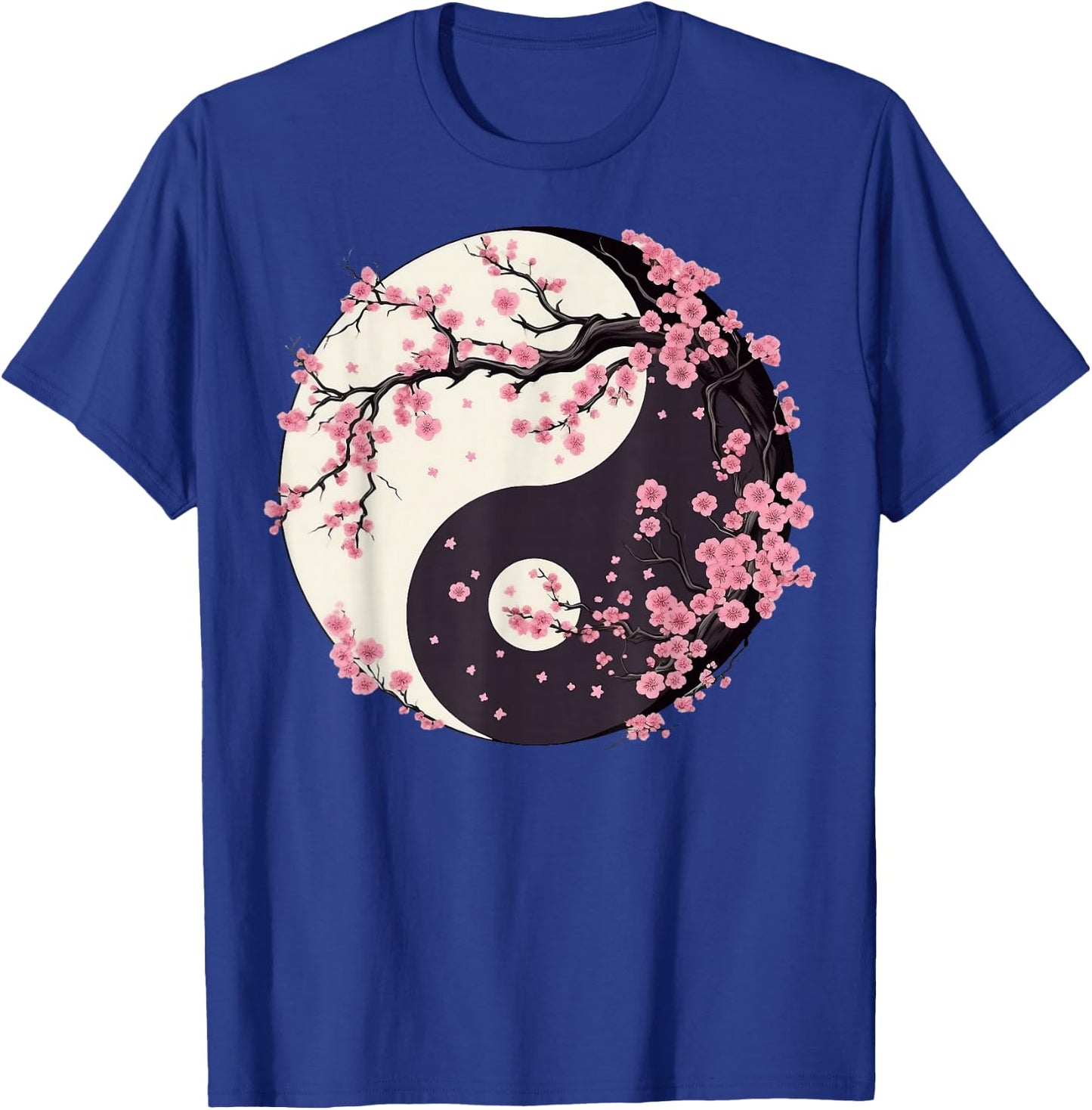 Cherry Blossom Yin Yang Tree of Life Moon Sun Duality T-Shirt - T-Shirt | Royal