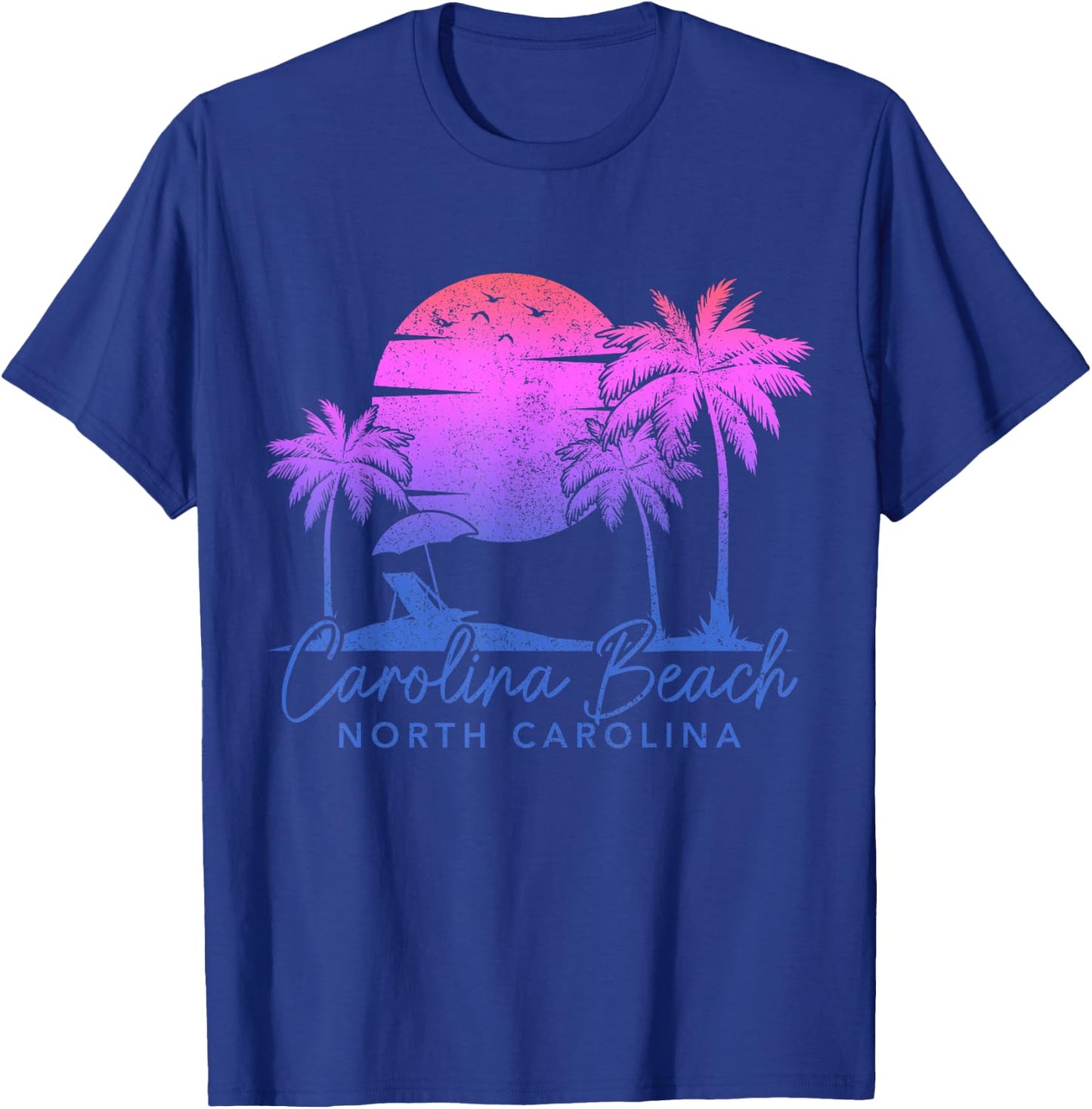 Carolina Beach North Carolina Vintage Sunset Surfer Retro T-Shirt - T-Shirt | Royal