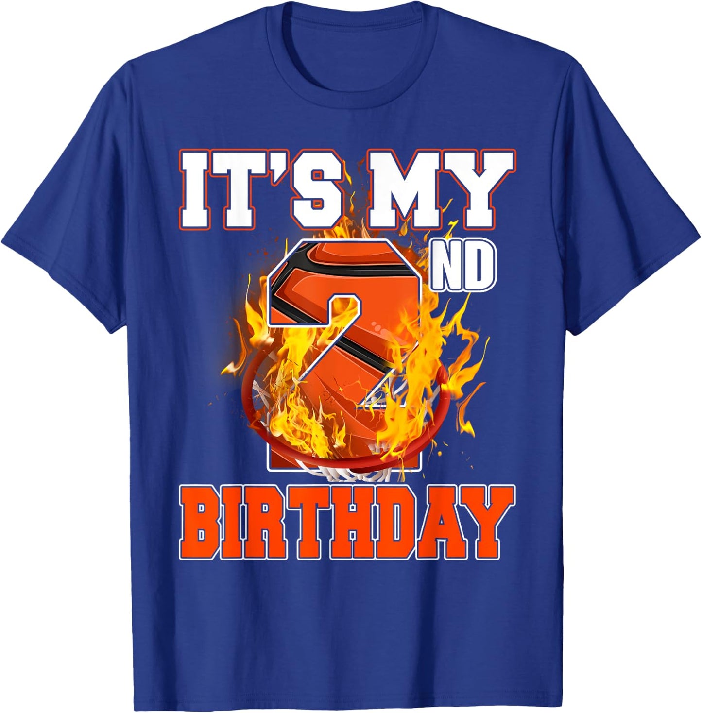 Funny It's My 2nd Birthday 2 Years Old Basketball Ball Boy T-Shirt - T-Shirt | Royal