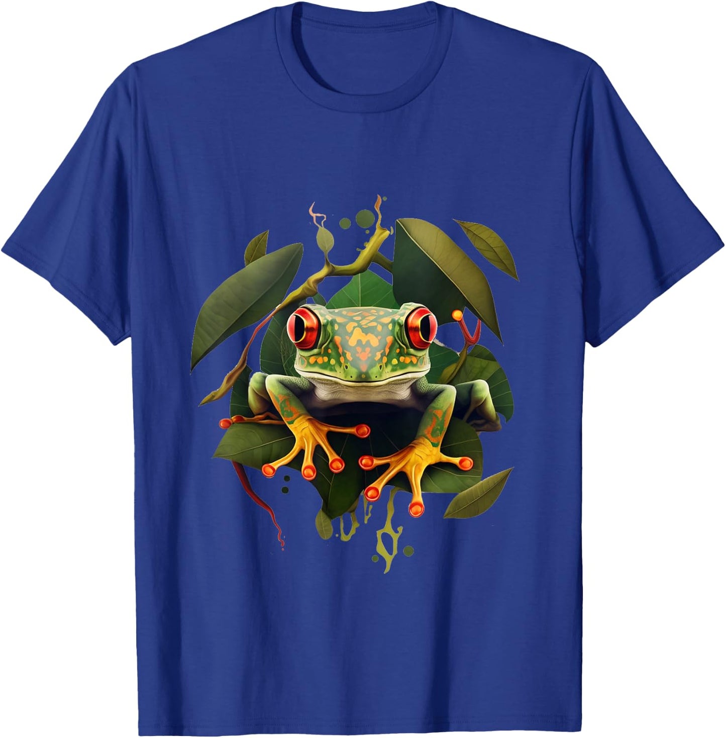 Leaping Frog Leaves Red Eyed Tree Frog Rainforest Amphibian T-Shirt - T-Shirt | Royal
