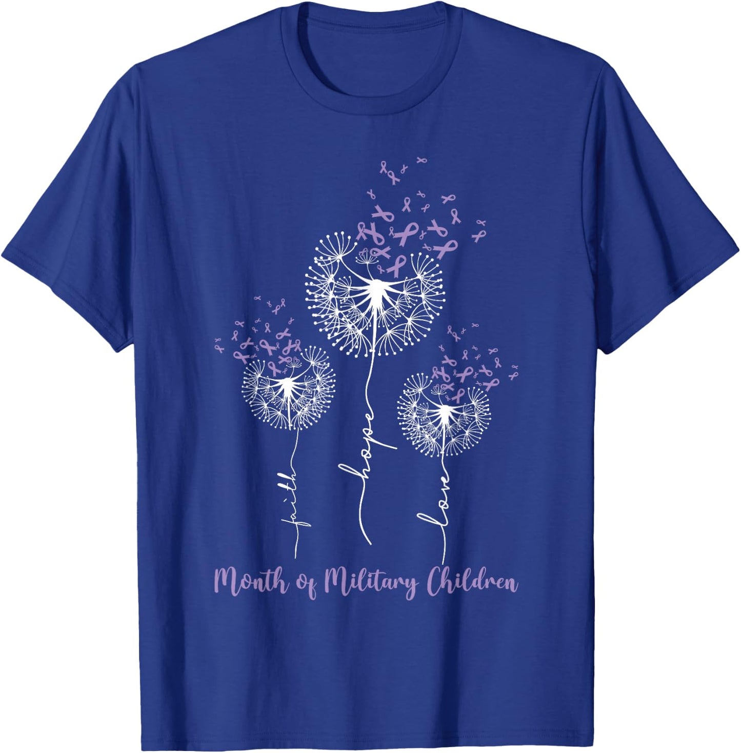 Dandelion Purple Up for Military Kids Military Child Month T-Shirt - T-Shirt | Royal
