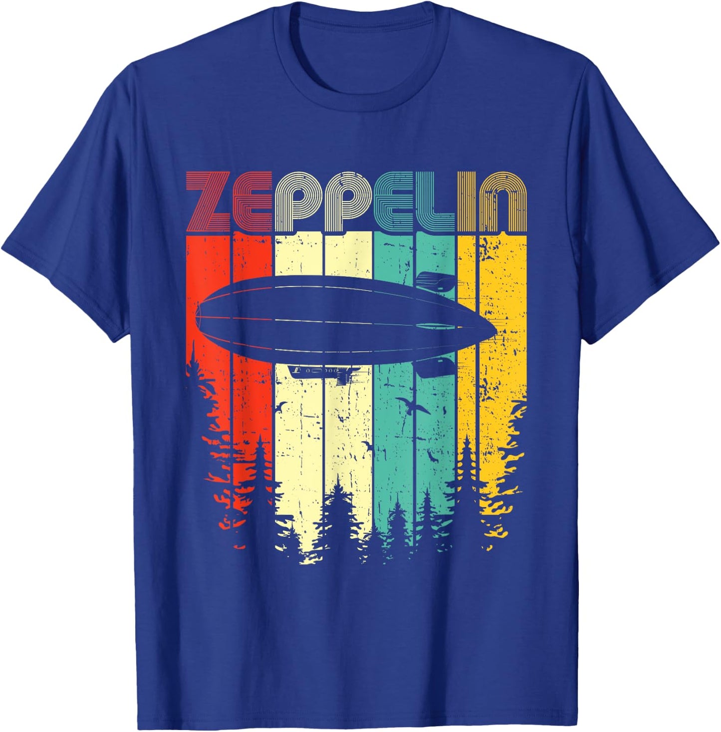 Retro Zeppelin 70s 80s Dirigible Airship Zepelin Zepplin T-Shirt - T-Shirt | Royal