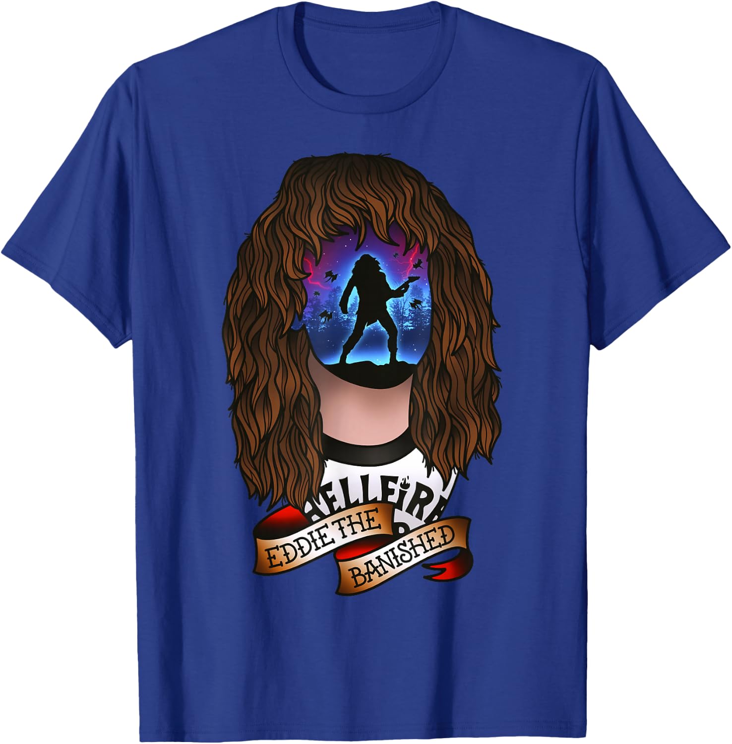 Stranger Things Eddie The Banished Tattoo Style Epic Scene T-Shirt - T-Shirt | Royal