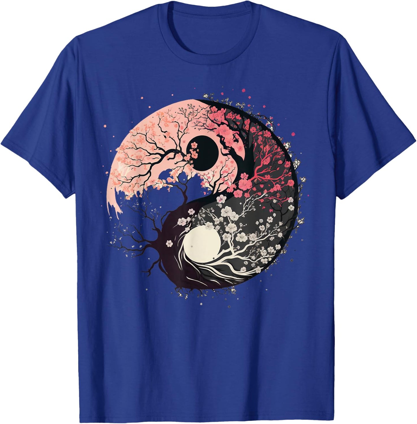 Cherry Blossom Taoism Yin Yang on Zen Taijitu Yin Yang T-Shirt - T-Shirt | Royal
