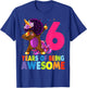 6th Birthday Dabbing Unicorn Afro Party Gift 6 Years Old T-Shirt - T-Shirt | Royal