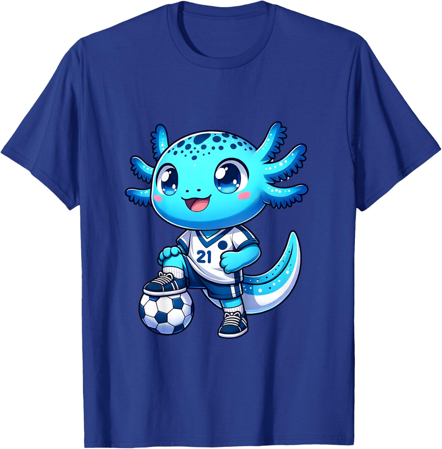 Funny axolotl soccer player boy girl T-Shirt - T-Shirt | Royal