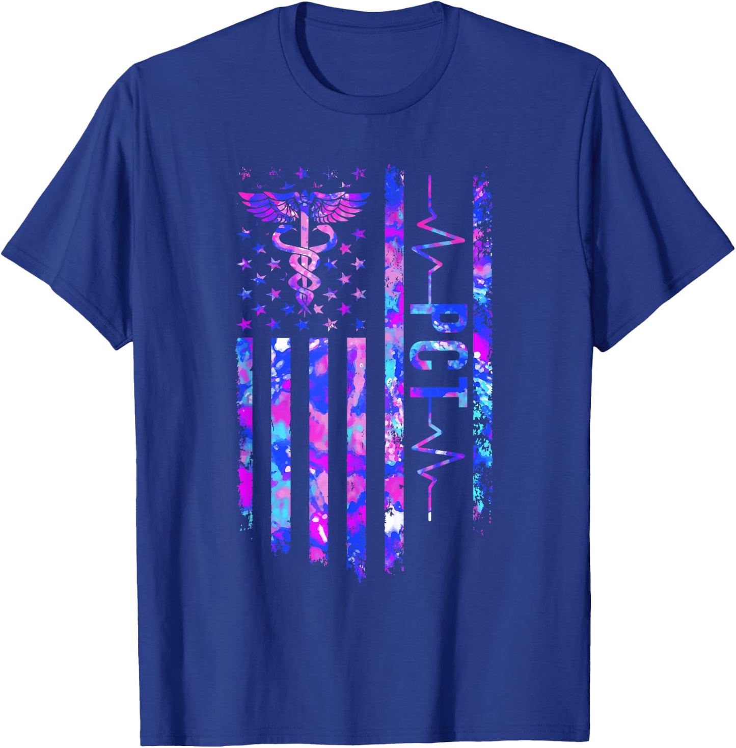 PCT US Flag Patient Care Tech Patient Care Technician T-Shirt - T-Shirt | Royal