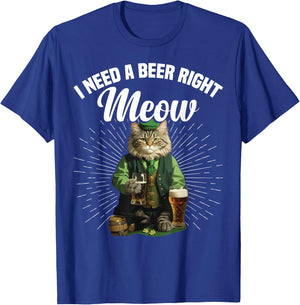 Funny Irish Beer Cat St Patricks Day Drinking Men Women T-Shirt - T-Shirt | Royal