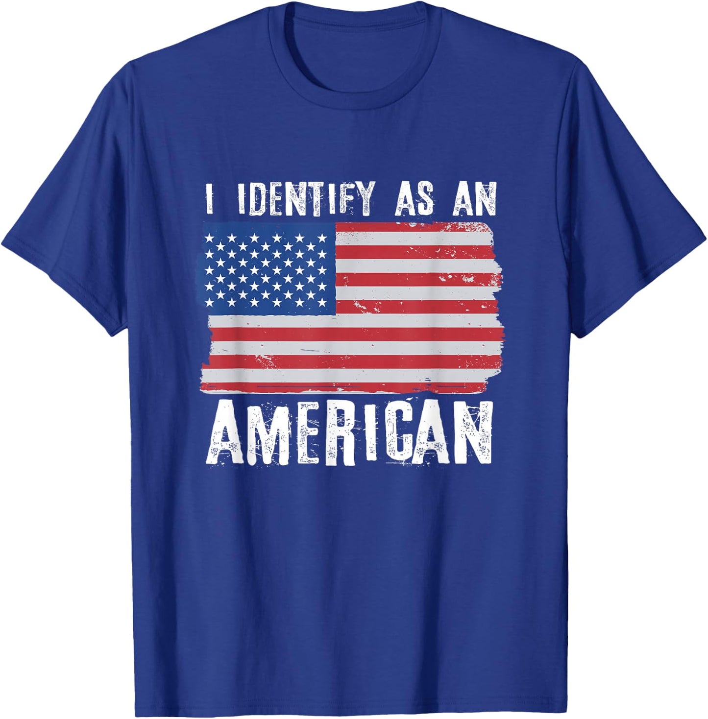 US American Patriotism Outfits & Women -Adults, -Kids Black Cotton Blend Small I Identify As An American Proud US American T-Shirt - T-Shirt | Royal