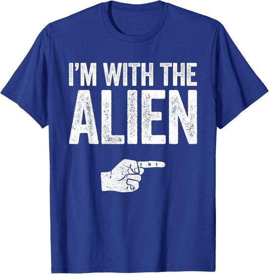 I'm With The Alien Shirt Adult Kids Matching Alien Costume T-Shirt - T-Shirt | Royal