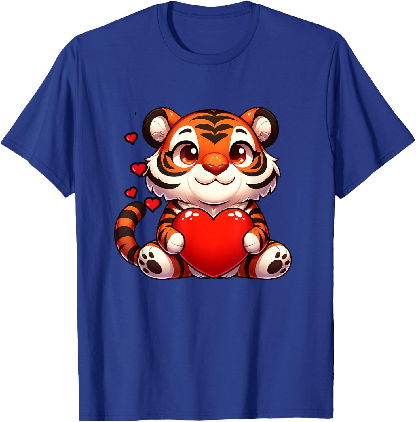 Valentines Tiger Heart Lover Funny Boys Girls Kids Men Women T-Shirt - T-Shirt | Royal