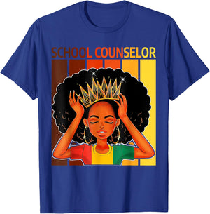School Counselor Afro African American Black History Month T-Shirt - T-Shirt | Royal
