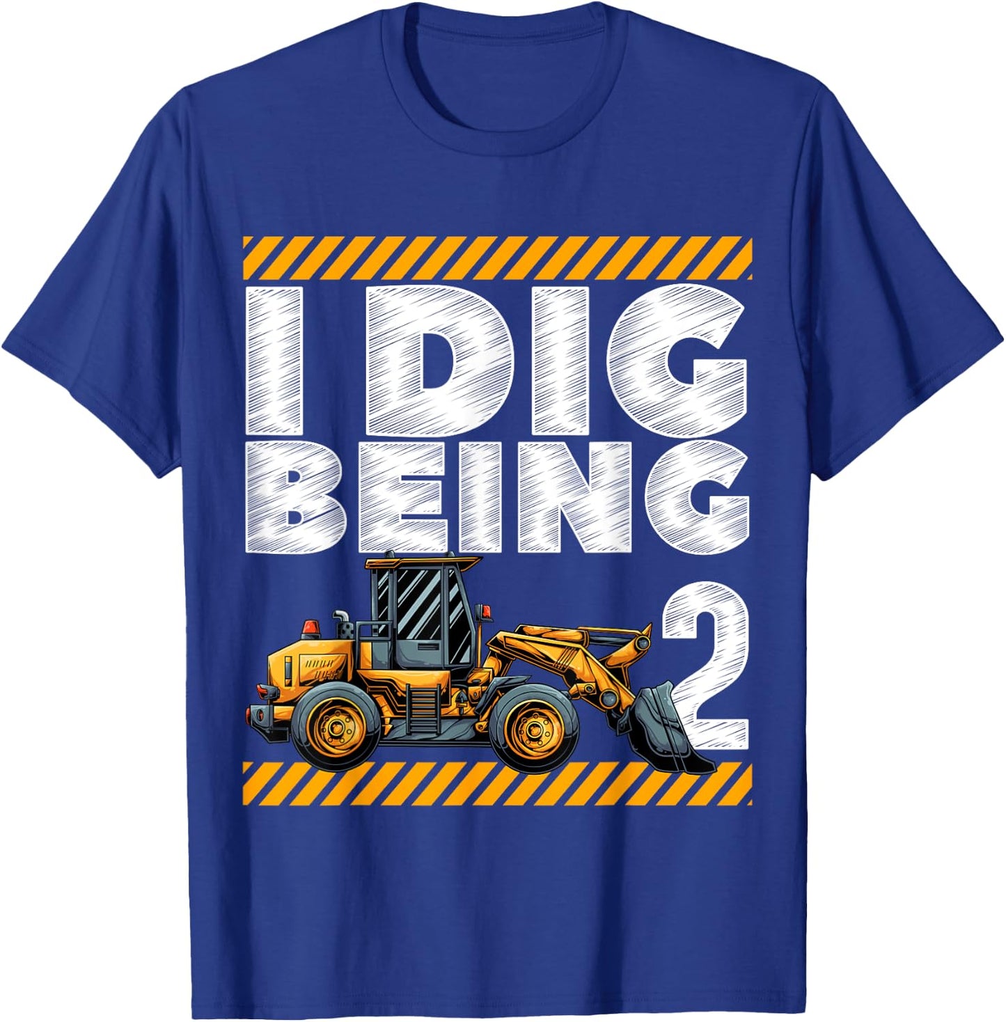 2nd Birthday Construction Truck I Dig Being 2 Vehicle Bday T-Shirt - T-Shirt | Royal