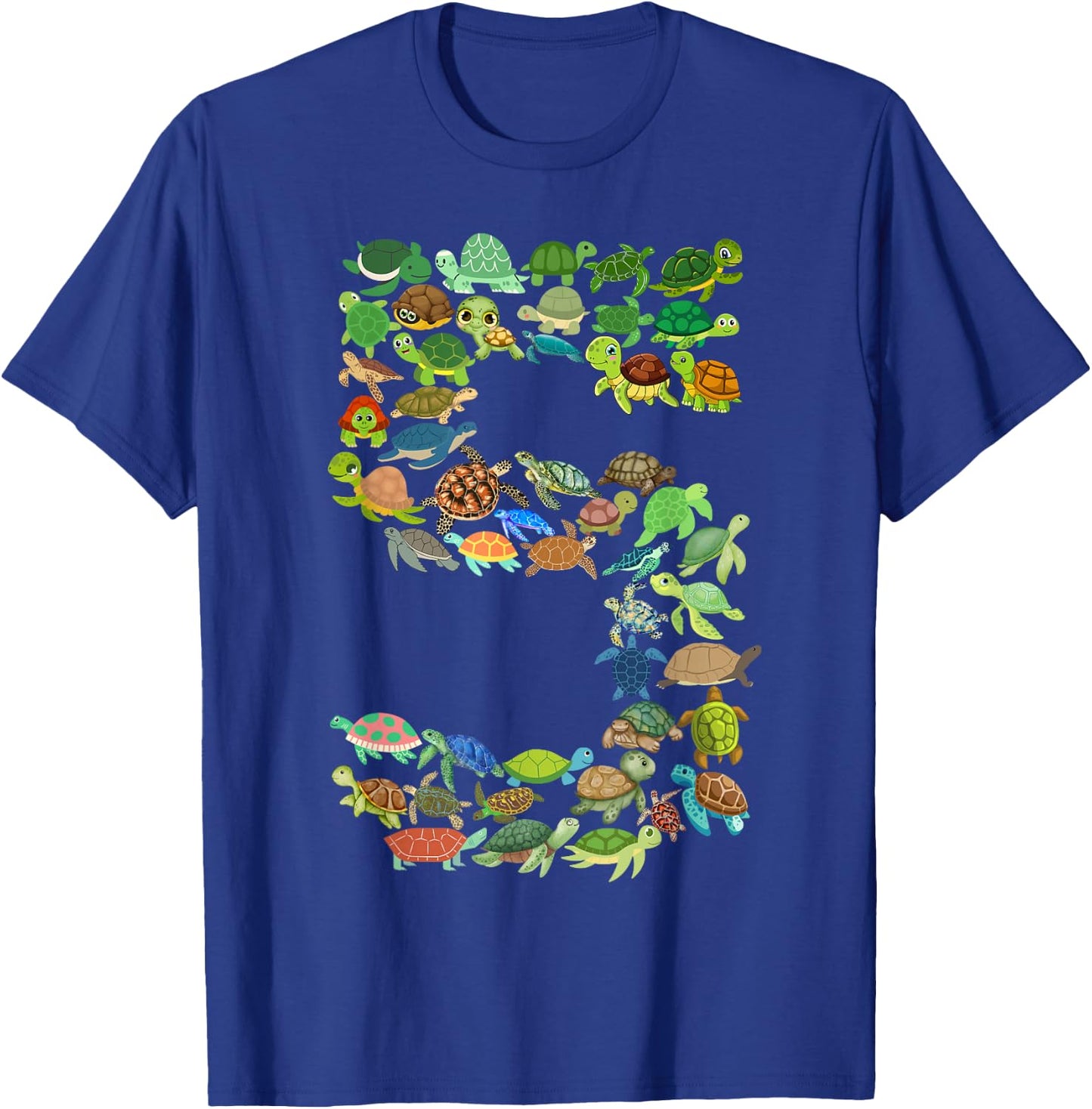 Kids 5th Birthday Sea Turtle Tortoise Themed 5 Year Old Boys T-Shirt - T-Shirt | Royal