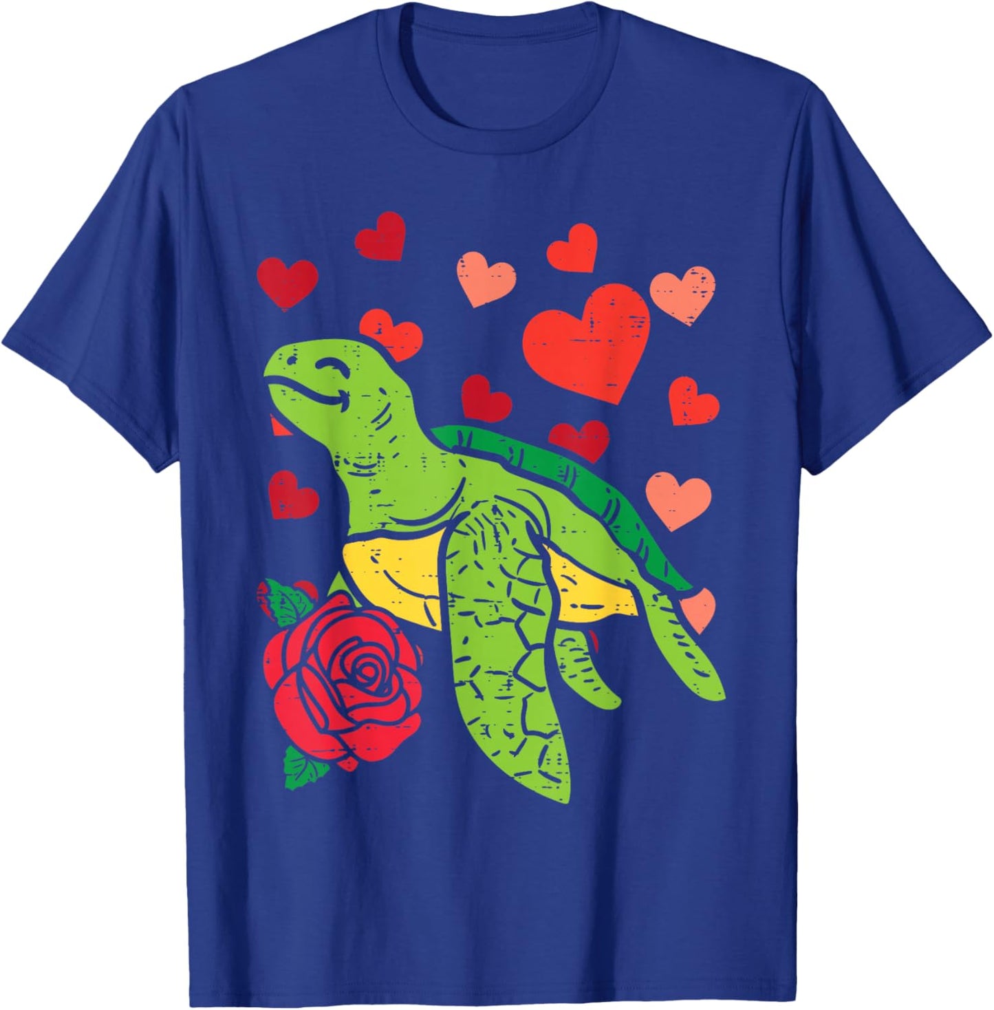 Valentines Day Turtle Hearts Cute Men Women Kids Boys Girls T-Shirt - T-Shirt | Royal