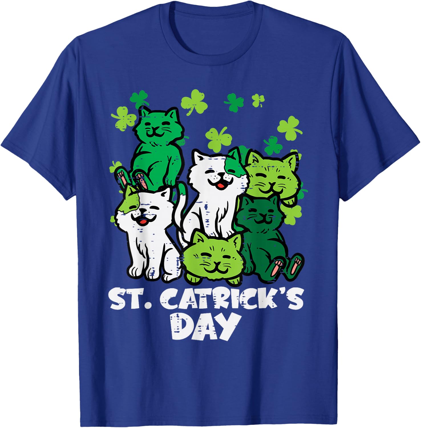 St Patricks Catricks Day Cats Saint Pattys Women Girls Kids T-Shirt - T-Shirt | Royal