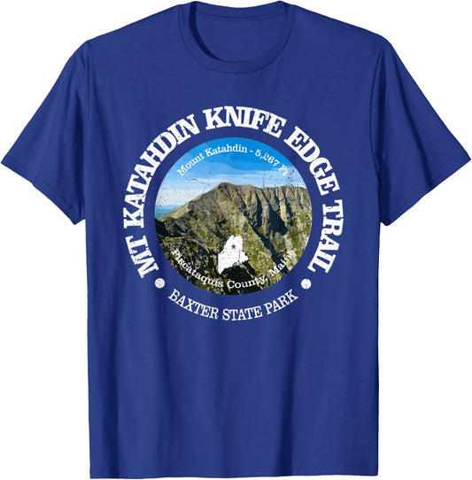Knife Edge Trail Vintage Mount Katahdin Mountain Hiking T-Shirt - T-Shirt | Royal