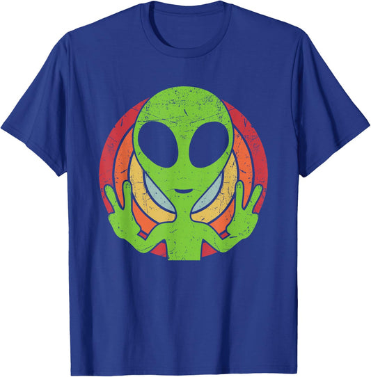 Funny Retro 80's Style Vintage UFO Lover Alien Space Gift T-Shirt - T-Shirt | Royal