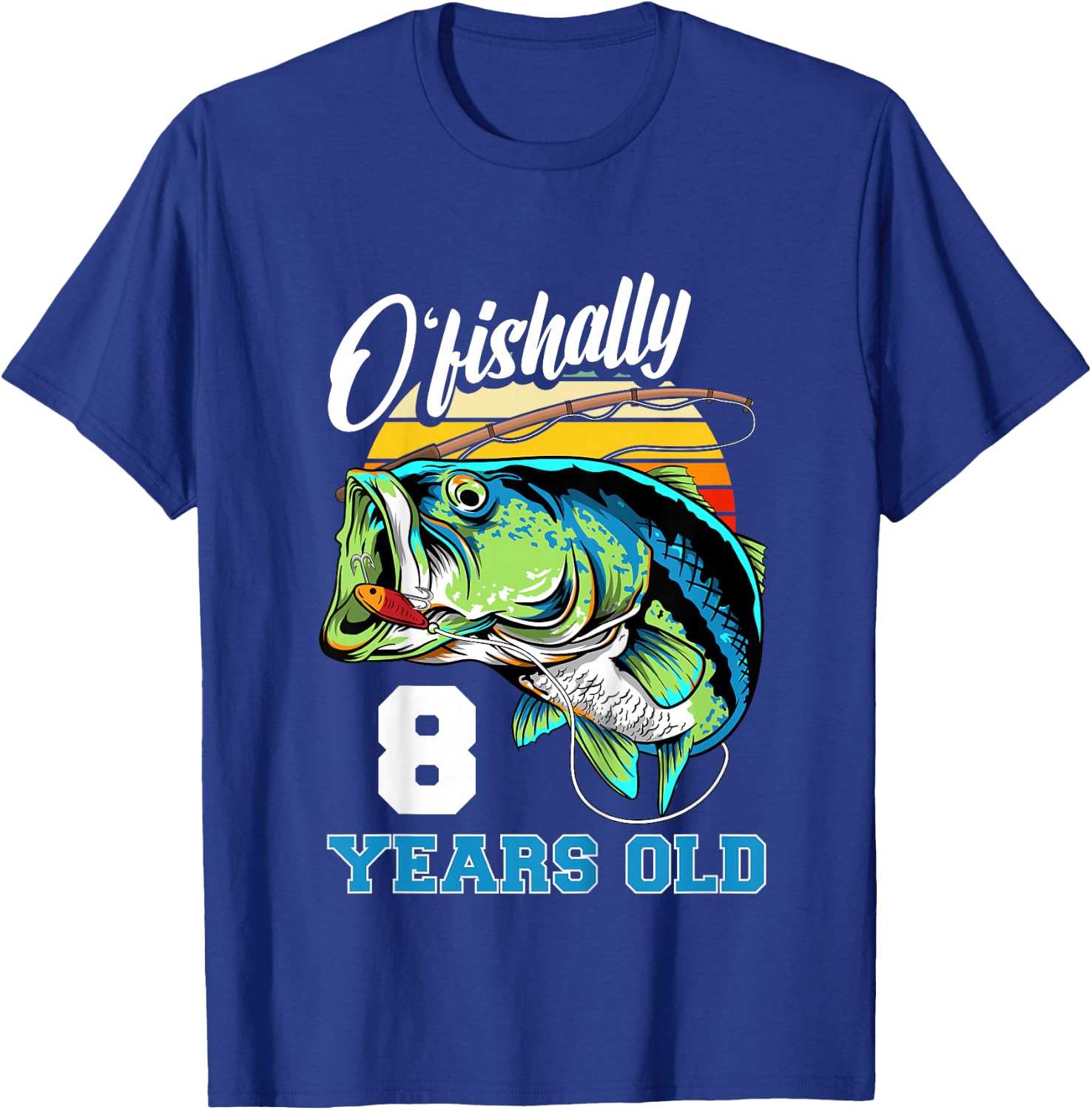 Ofishally 8 Years Old Fisherman 8th Birthday Fishing T-Shirt - T-Shirt | Royal
