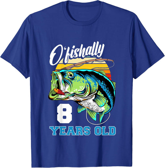 Ofishally 8 Years Old Fisherman 8th Birthday Fishing T-Shirt - T-Shirt | Royal