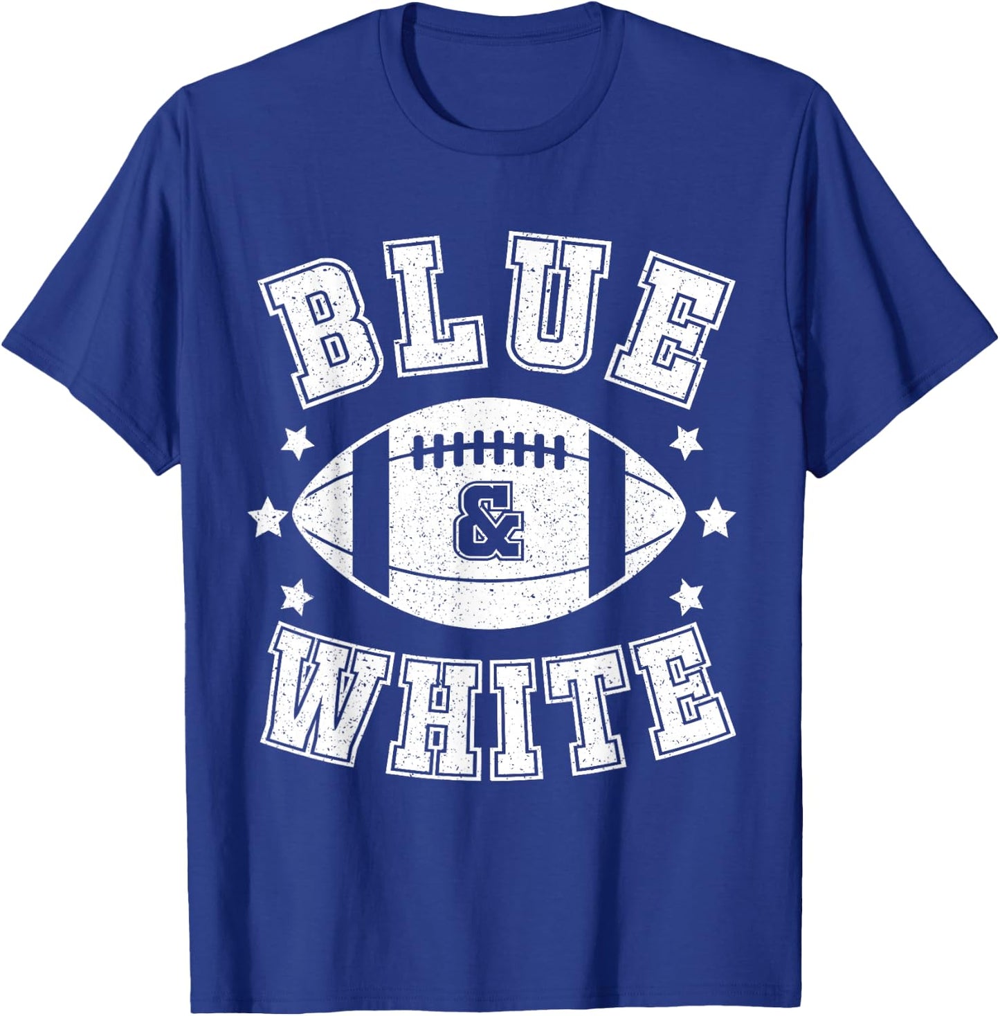 On Gameday Football We Wear Blue And White School Spirit T-Shirt - T-Shirt | Royal