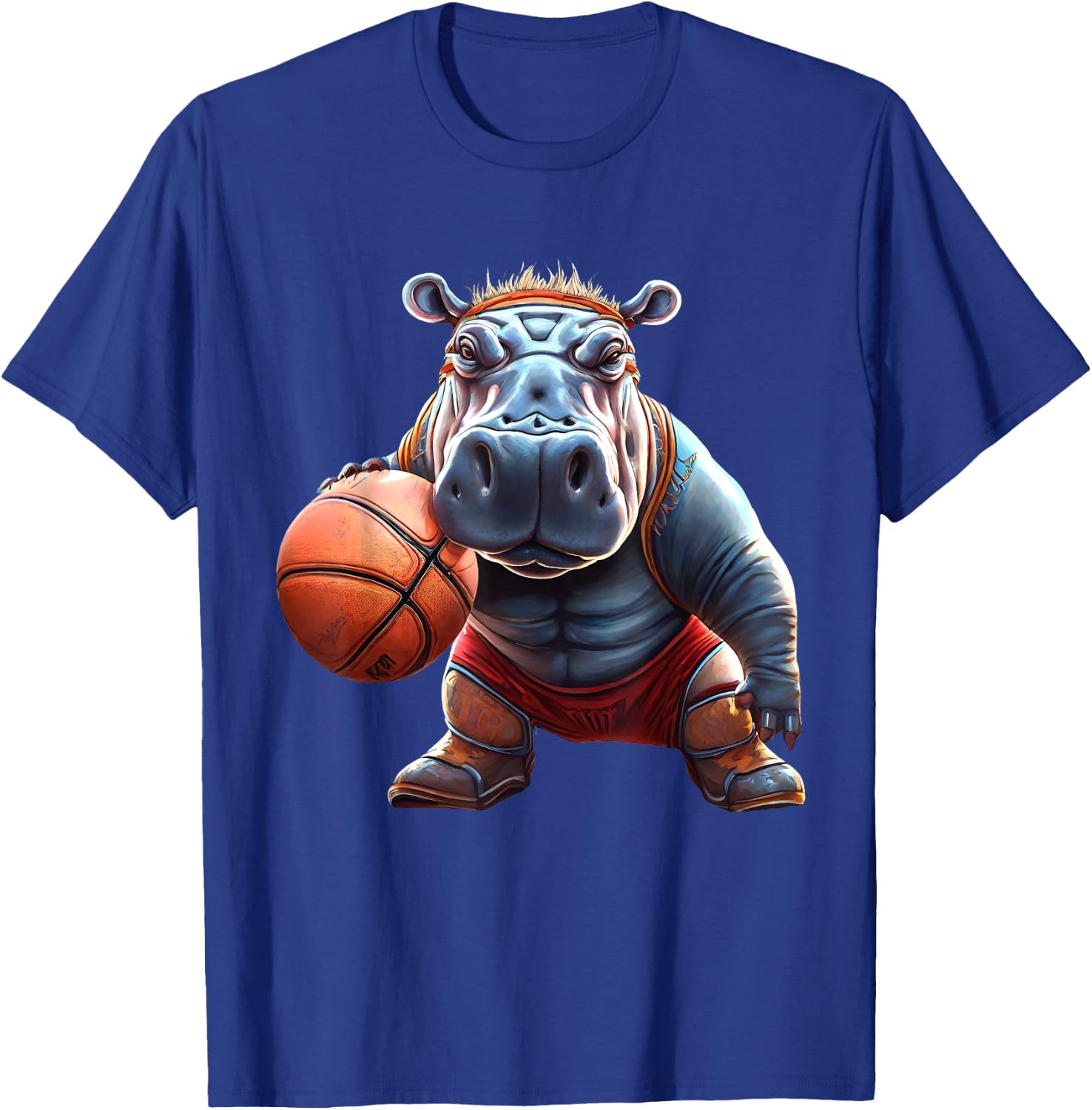 Funny Basketball Hippo Groovy Hippo Basketball T-Shirt - T-Shirt | Royal