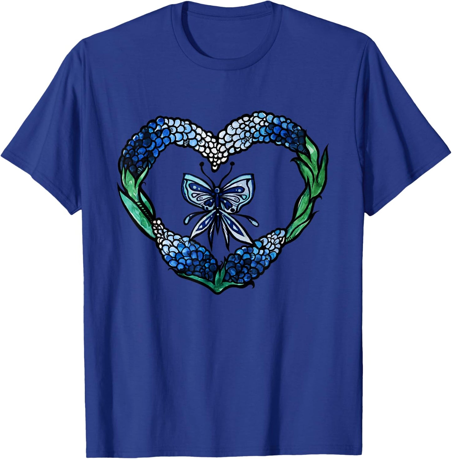 Texas Bluebonnets Blue Butterfly T-Shirt - T-Shirt | Royal