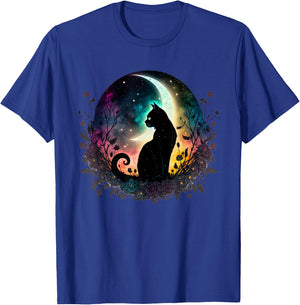 Celestial Cat Moon Botanical Witchy Colorful Spiritual Cats T-Shirt - T-Shirt | Royal