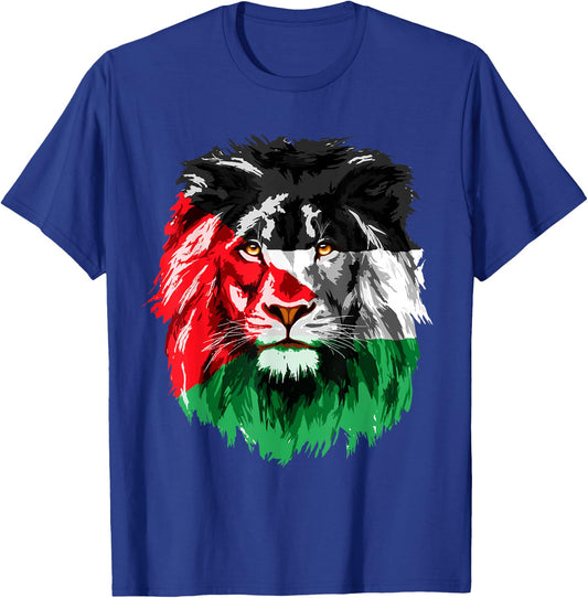 Flag of Palestine Lion Face Palestine Flag T-Shirt - T-Shirt | Royal