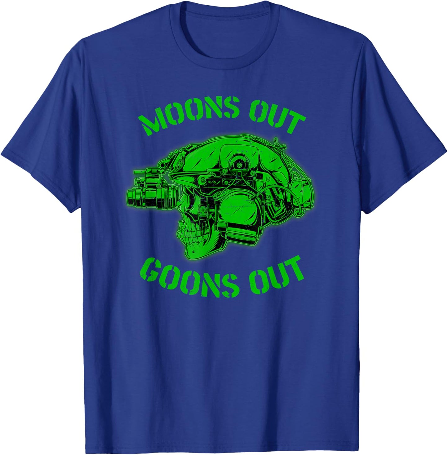 MOONS OUT GOONS OUT Skull Helmet NVGs Military Men's T-Shirt - T-Shirt | Royal