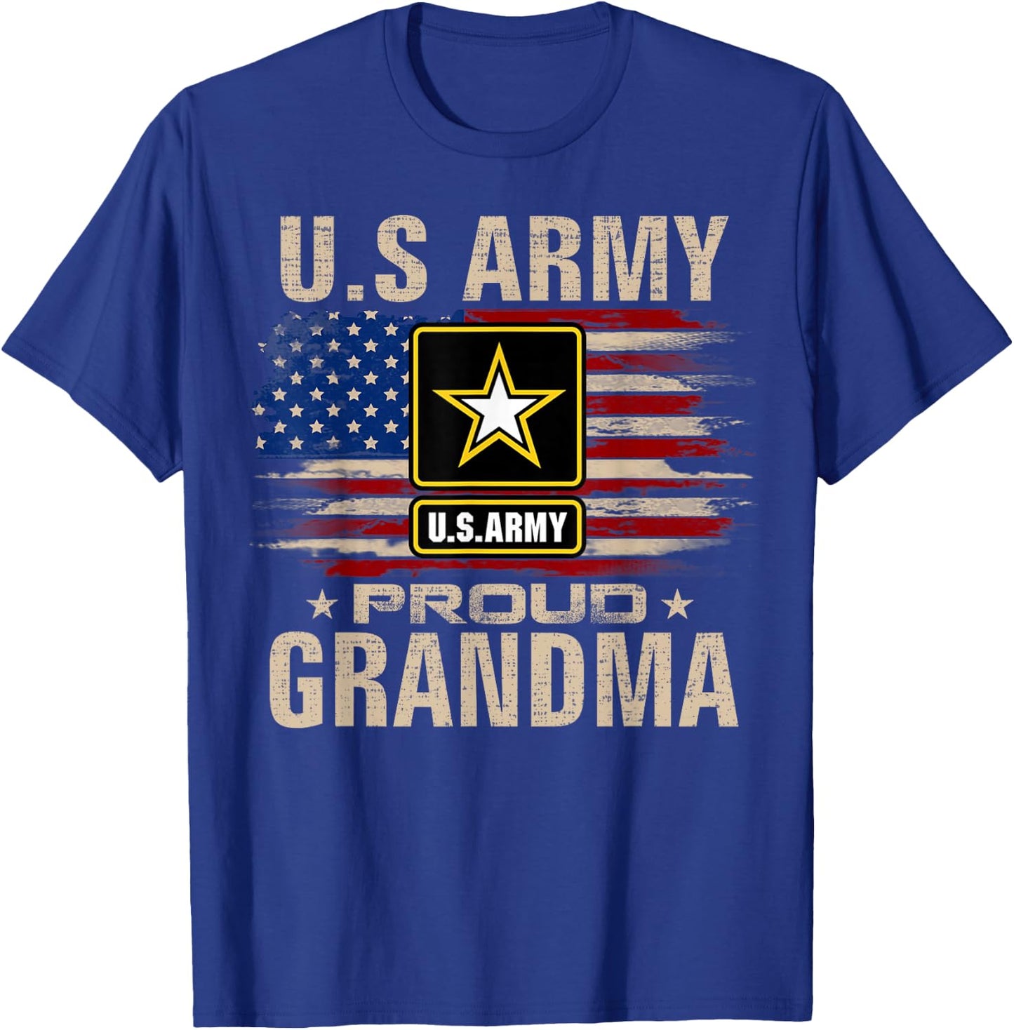 Vintage U.S Army Proud Grandma With American Flag T-Shirt - T-Shirt | Royal