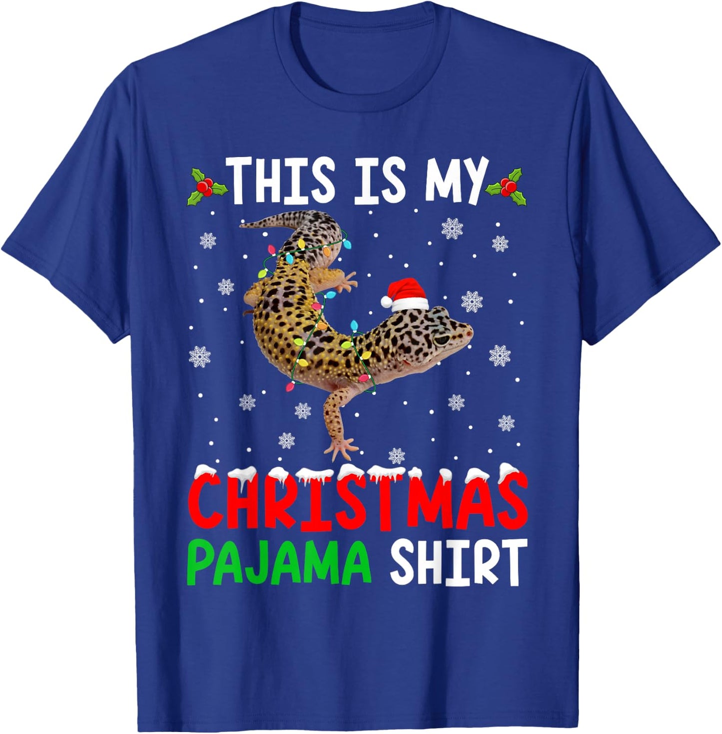 This Is My Christmas Pajama Leopard Gecko Xmas Funny Animals T-Shirt - T-Shirt | Royal