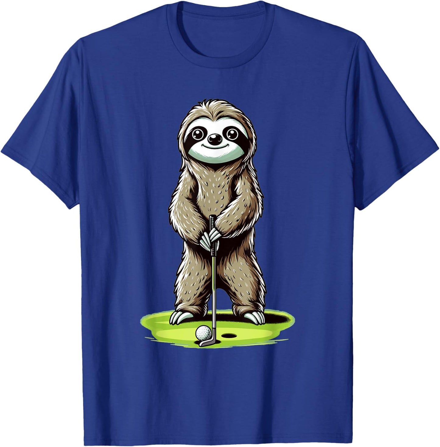 Sloth Playing Golf Funny Golfing Lover Golfer T-Shirt - T-Shirt | Royal