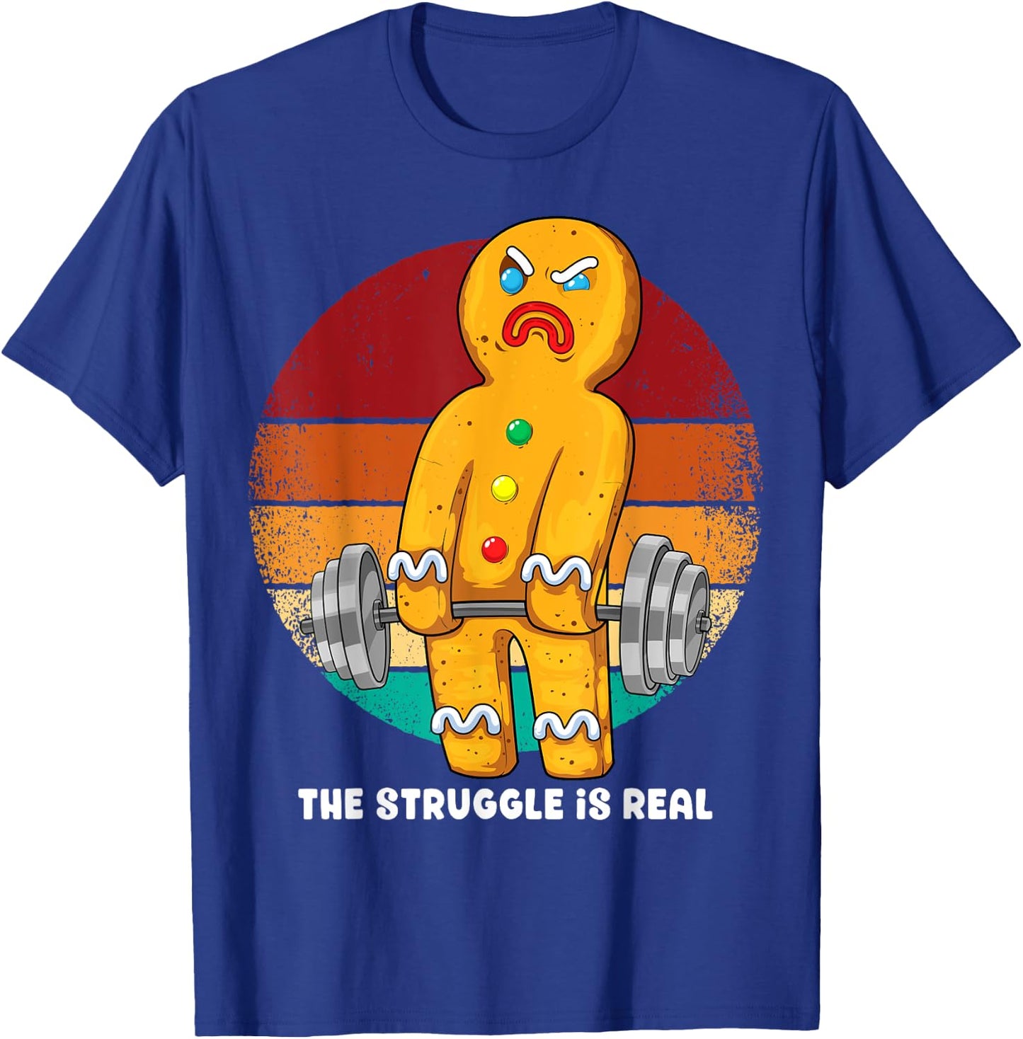 Gingerbread Man Weightlifting Christmas Fitness Gym Deadlift T-Shirt - T-Shirt | Royal