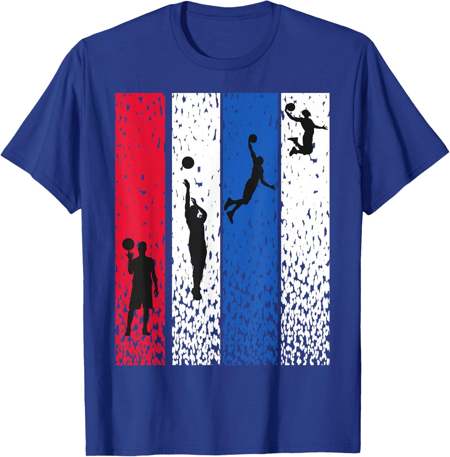 Basketball Retro Vintage USA Flag Red White Blue Patriotic T-Shirt - T-Shirt | Royal
