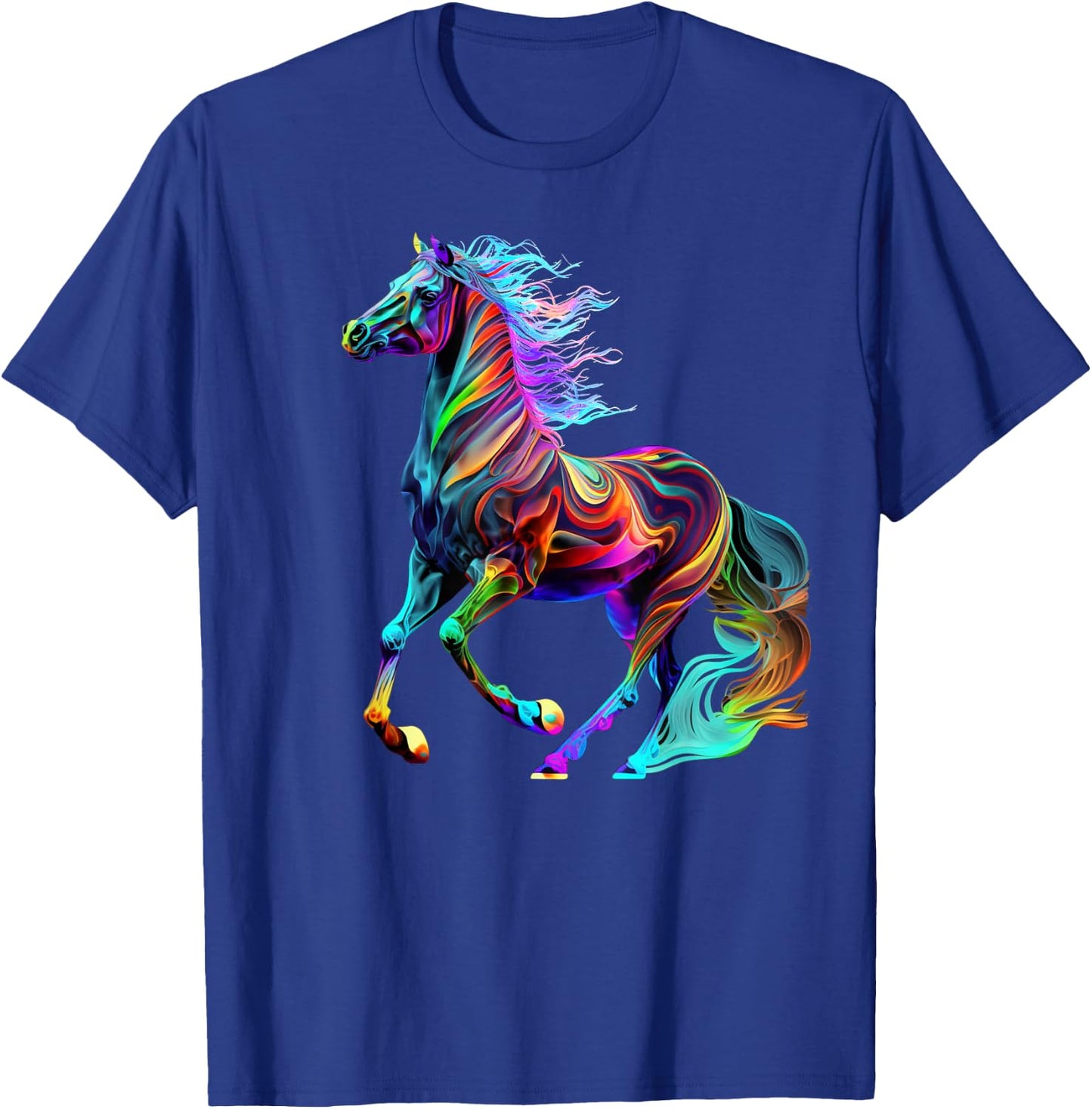 Colorful Rainbow Horse Graphic T-Shirt - T-Shirt | Royal