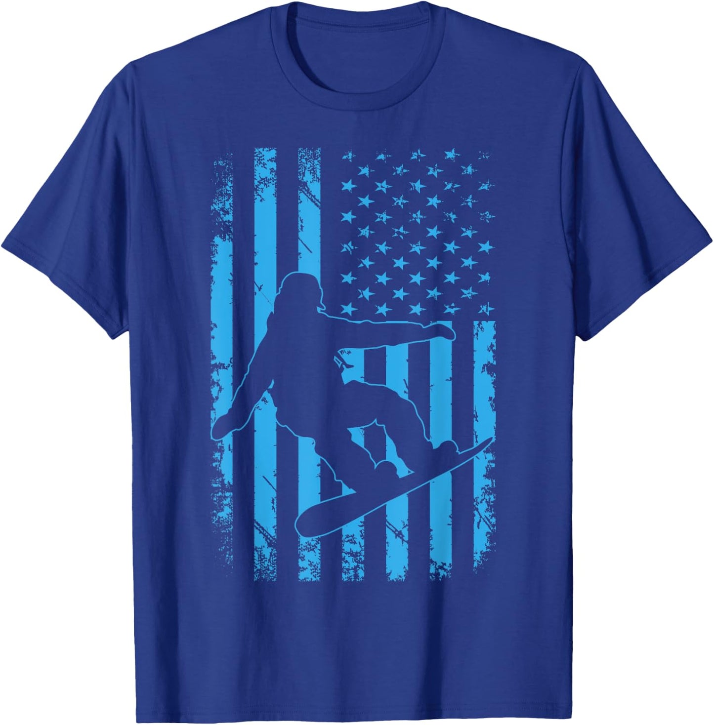 USA American Flag Snowboard Apparel Snowboarding Patriotic Kids Men T-Shirt - T-Shirt | Royal