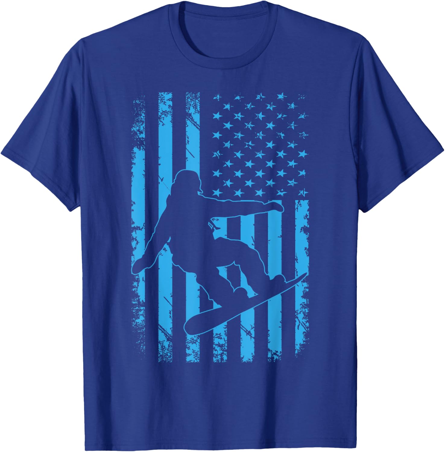 USA American Flag Snowboard Apparel Snowboarding Patriotic Kids Men T-Shirt - T-Shirt | Royal