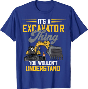 Excavator Thing Construction Vehicle Backhoe Digging T-Shirt - T-Shirt | Royal